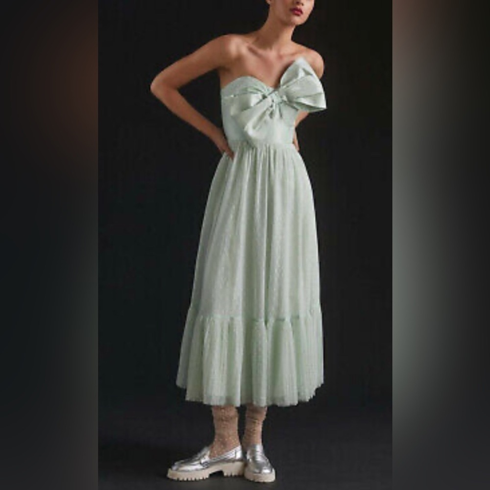 Anthropologie Mint Green Strapless Dress